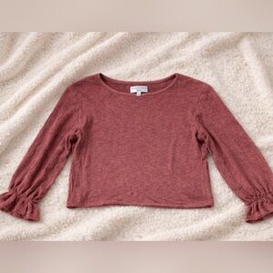 Madewell Textured Long Sleeve Top light weight Dusty Mauve antique Rose